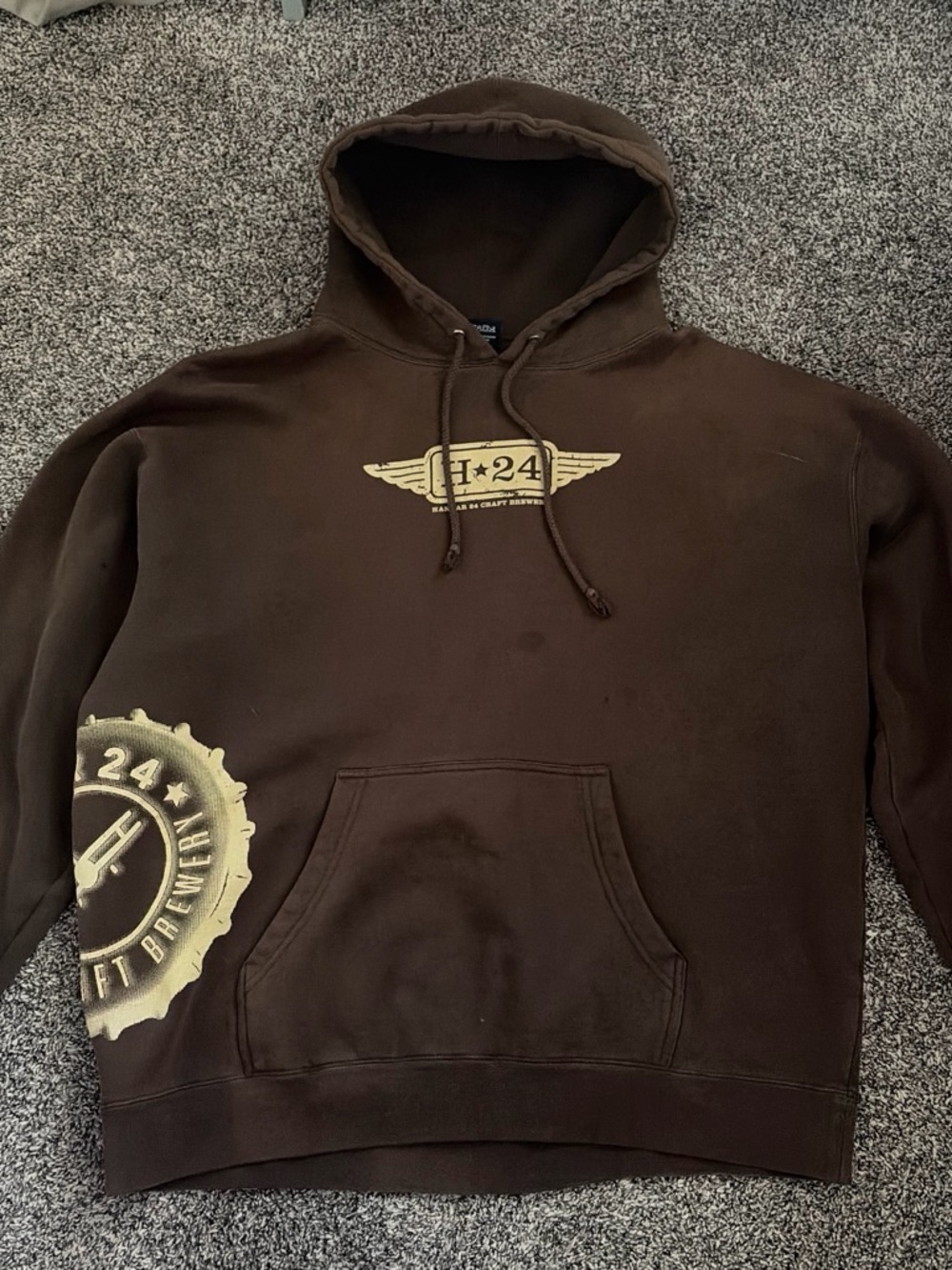 Vintage Brown Hooded Sweatshirt Brewery